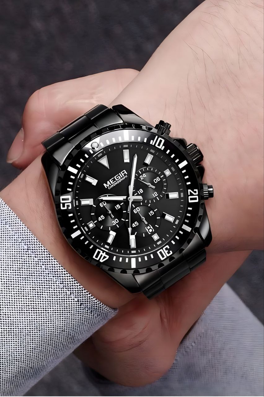 ساعت استیل مردانه سه موتور برند مگیر مدل 2064