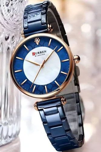 ساعت مچی زنانه کارن بند استیل CURREN 9072 ساعت اورجینال ضداب - سورمه ای